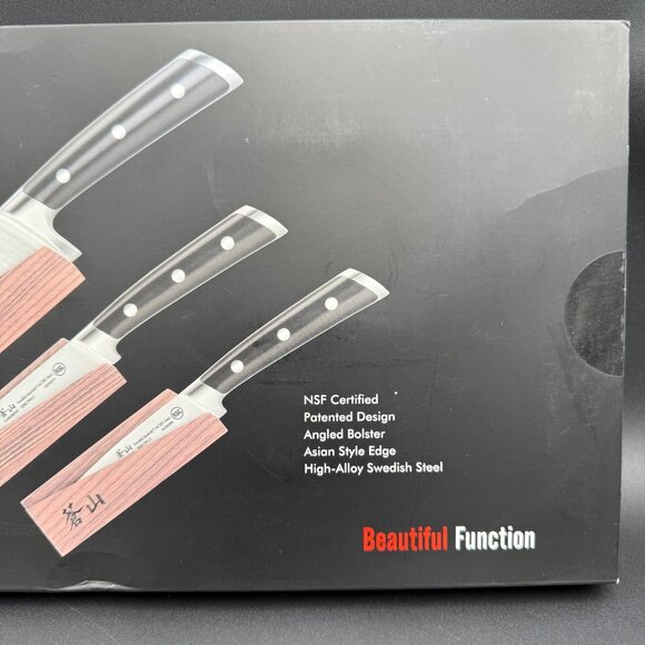 Cangshan TS Series Knife & Sheath Set 8" Chefs 5" Utility 3.5" Paring Steel - Picture 4 of 6